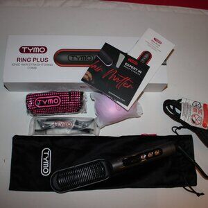 Tymo Ring Plus NEW in Box Straightening Comb +Brush, 2 hair clips, travel pouch